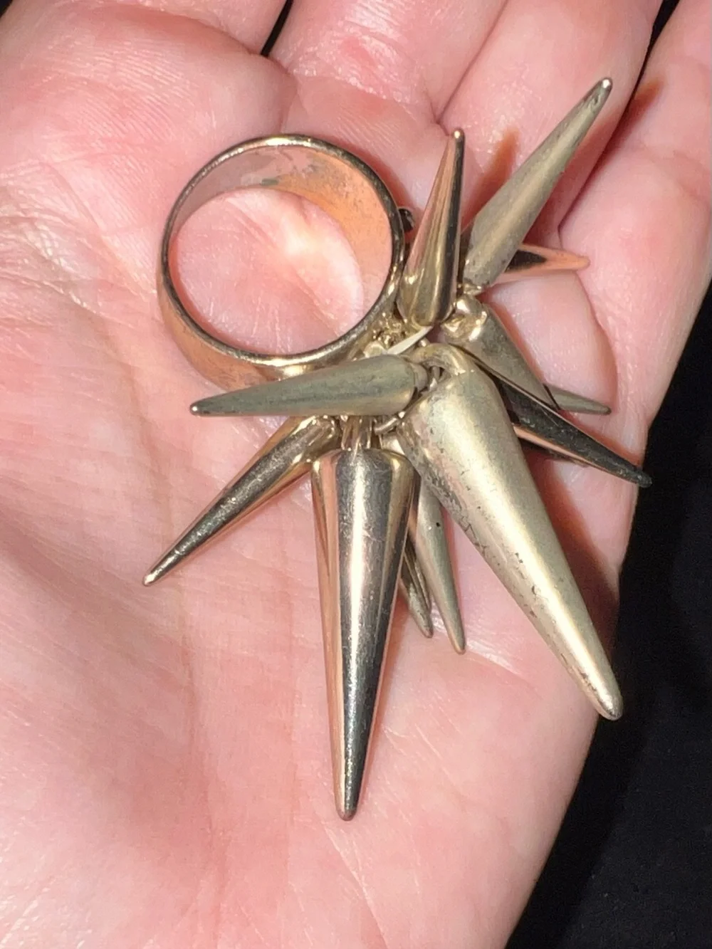 Bold Gold-Tone Spike Statement Ring